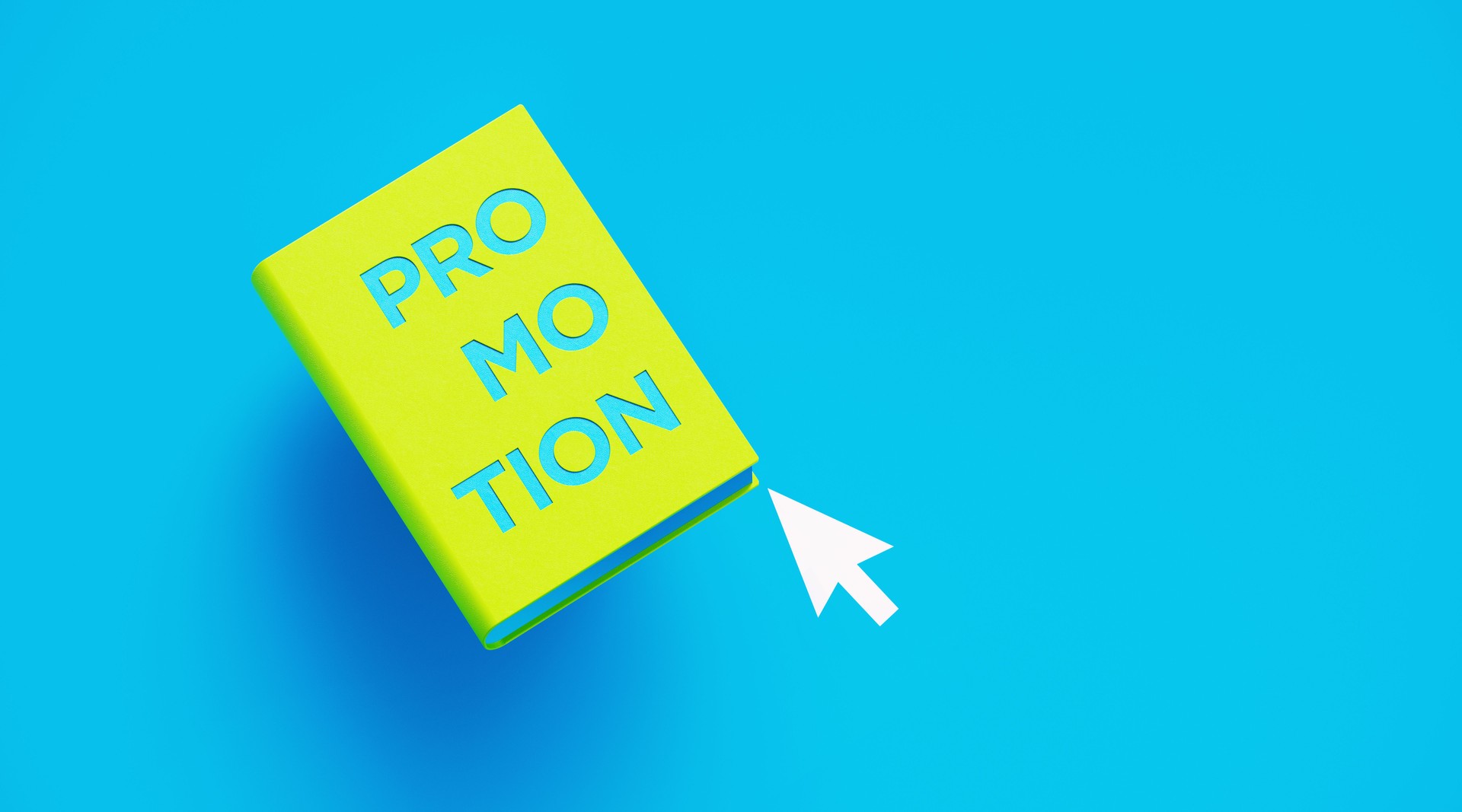 Book of Promotion Over Blue Background